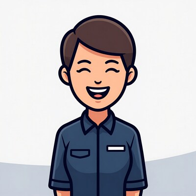 Smiling Asian woman in uniform illustration