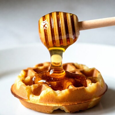 Honey Dripping on Waffle