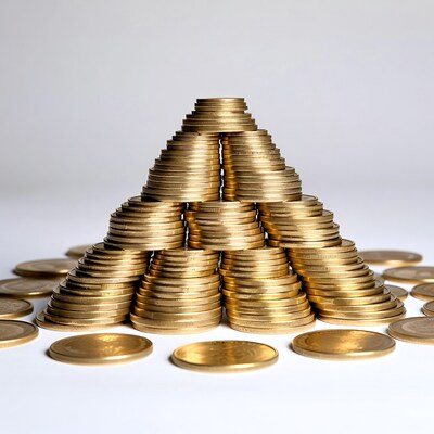 Pyramid of golden coins