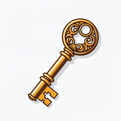 Golden ornate key illustration
