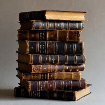 Stack of Antique Leather Books