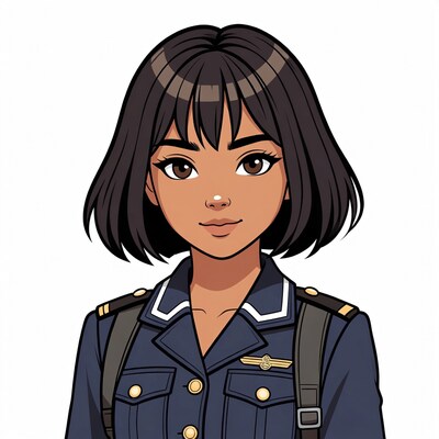 Anime girl in navy uniform