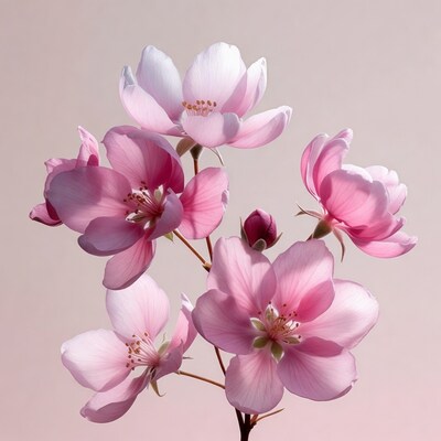 Pink Cherry Blossom Flowers on Stem