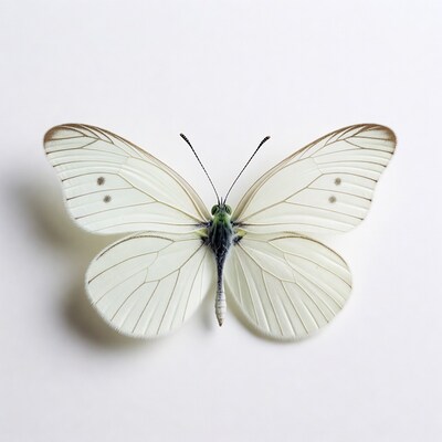White Butterfly on White Background