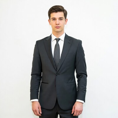 Young man in black suit