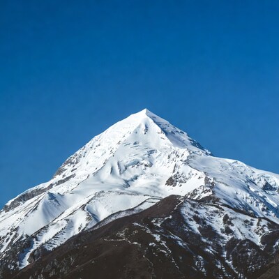Snowy Mountain Peak Blue Sky