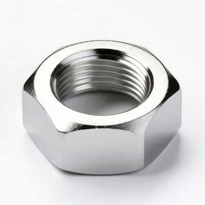 Shiny silver hex nut