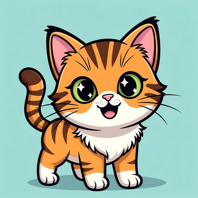 Cute orange tabby kitten illustration
