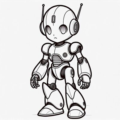 Cute chibi robot illustration