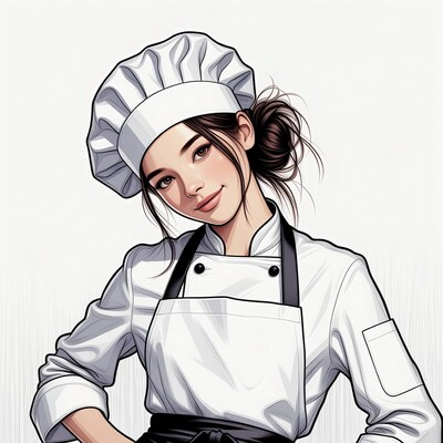 Asian woman chef illustration