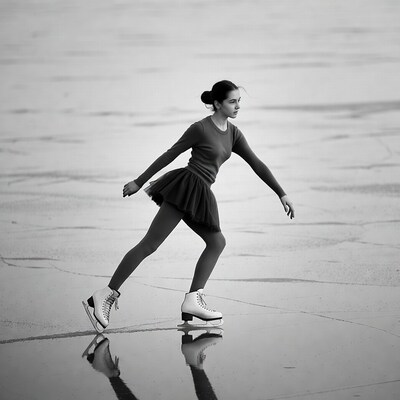 Woman figure skating on ice