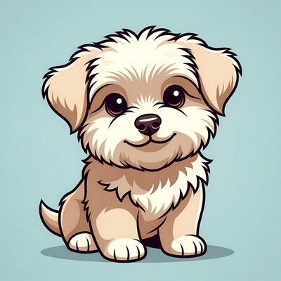 Cute fluffy puppy illustration