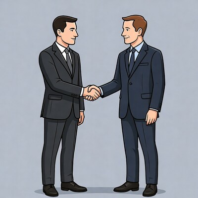 Two businessmen shaking hands illustration
