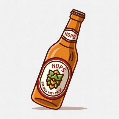 Hops Beer Bottle Illustration