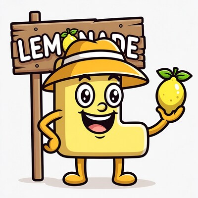 Cartoon Lemon Character with Lemonade Sign