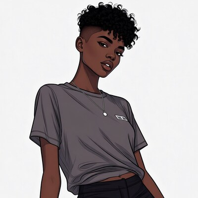African-American woman with curly undercut