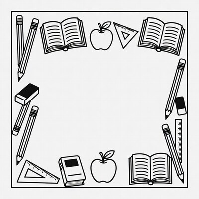 School Supplies Border Clipart