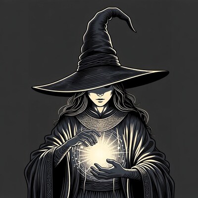 Witch holding glowing orb