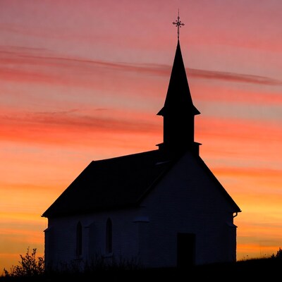 Church silhouette at sunset