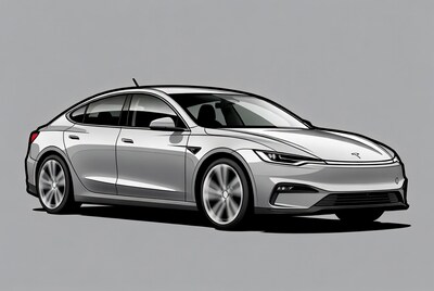 Silver Tesla Model 3 Illustration