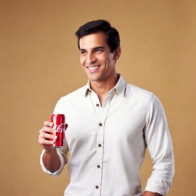 Man holding Coca-Cola can