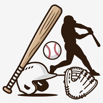 Baseball silhouette swinging bat illustration