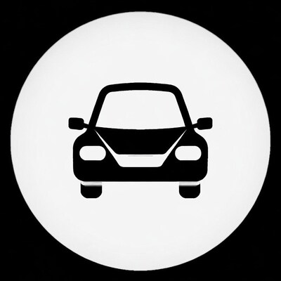 Black car icon on white circle