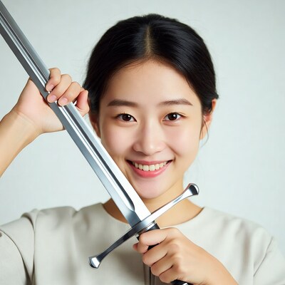 Asian woman holding sword