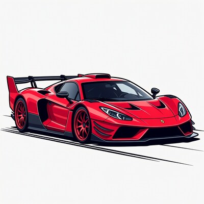 Red Ferrari Supercar Illustration