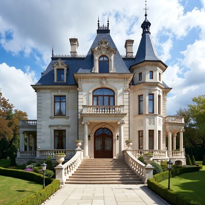 Luxurious French Chateau Mansion Exterior