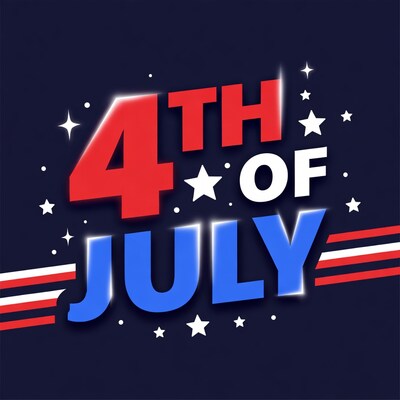 4th of July Text with Stars