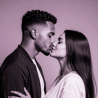Man and woman kissing passionately