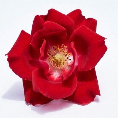 Red Rose on White Background