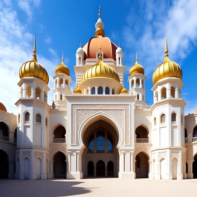 White Mosque with Golden Domes