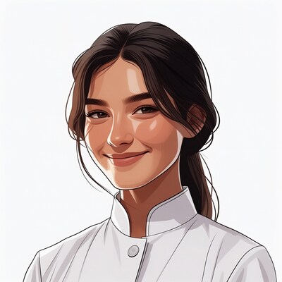 Smiling Asian woman in white uniform