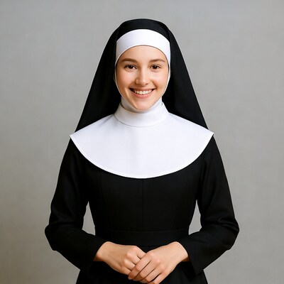 Smiling young nun in habit