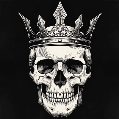 Crown-wearing Skull Illustration