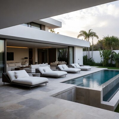 Modern White Villa Pool Terrace