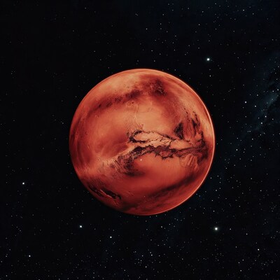 Mars Planet in Starry Space