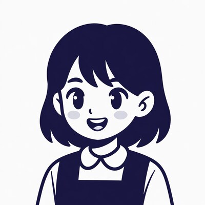 Smiling Asian girl in apron illustration