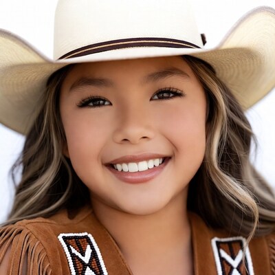 Asian girl smiling in cowboy hat