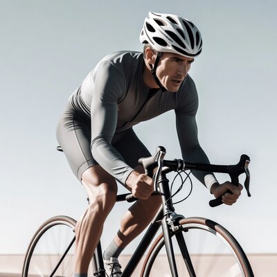 Man cycling on road bike