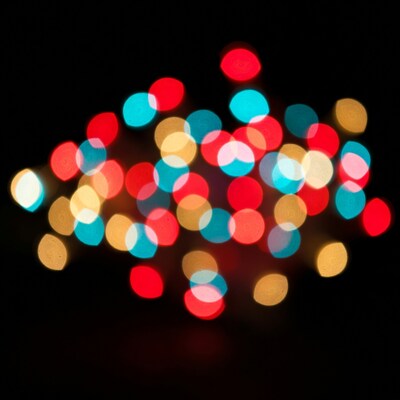 Colorful Bokeh Lights on Black Background