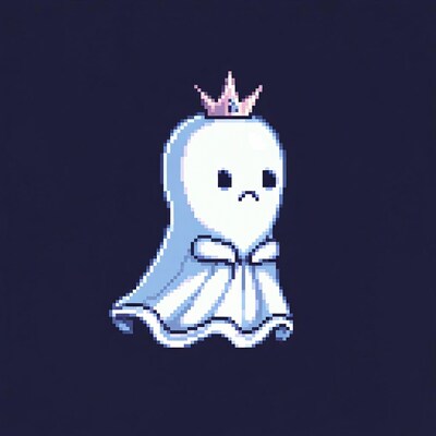 Cute pixel ghost with crown