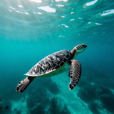 Sea Turtle Swimming Underwater