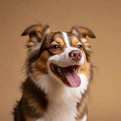 Australian Shepherd smiling with tongue out
