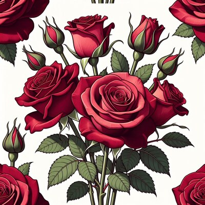Red Roses Seamless Pattern
