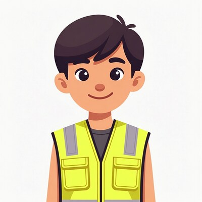 Boy wearing yellow safety vest