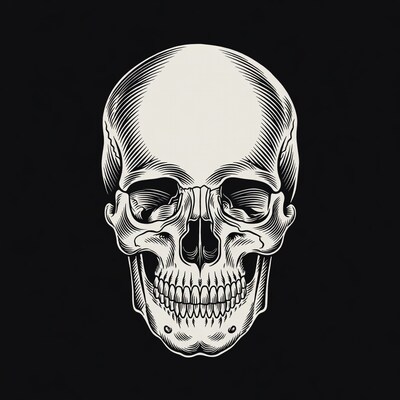 Skull illustration on black background