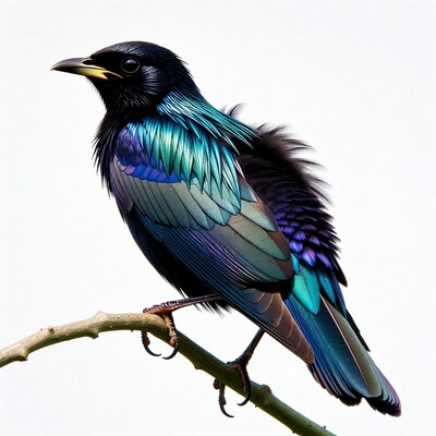 Grackle perched on branch